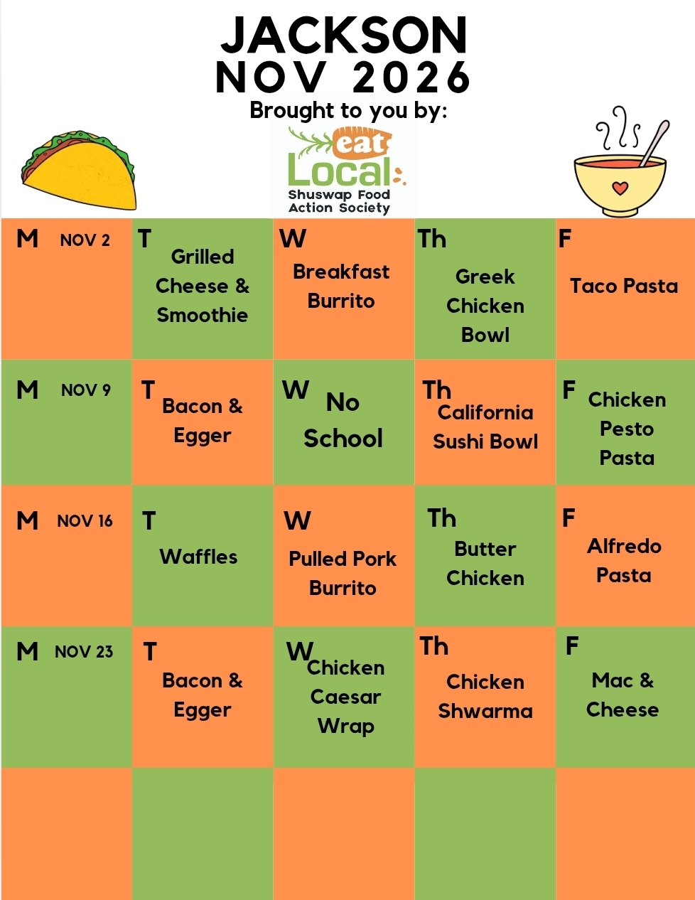 Nov Jackson Menu 2026