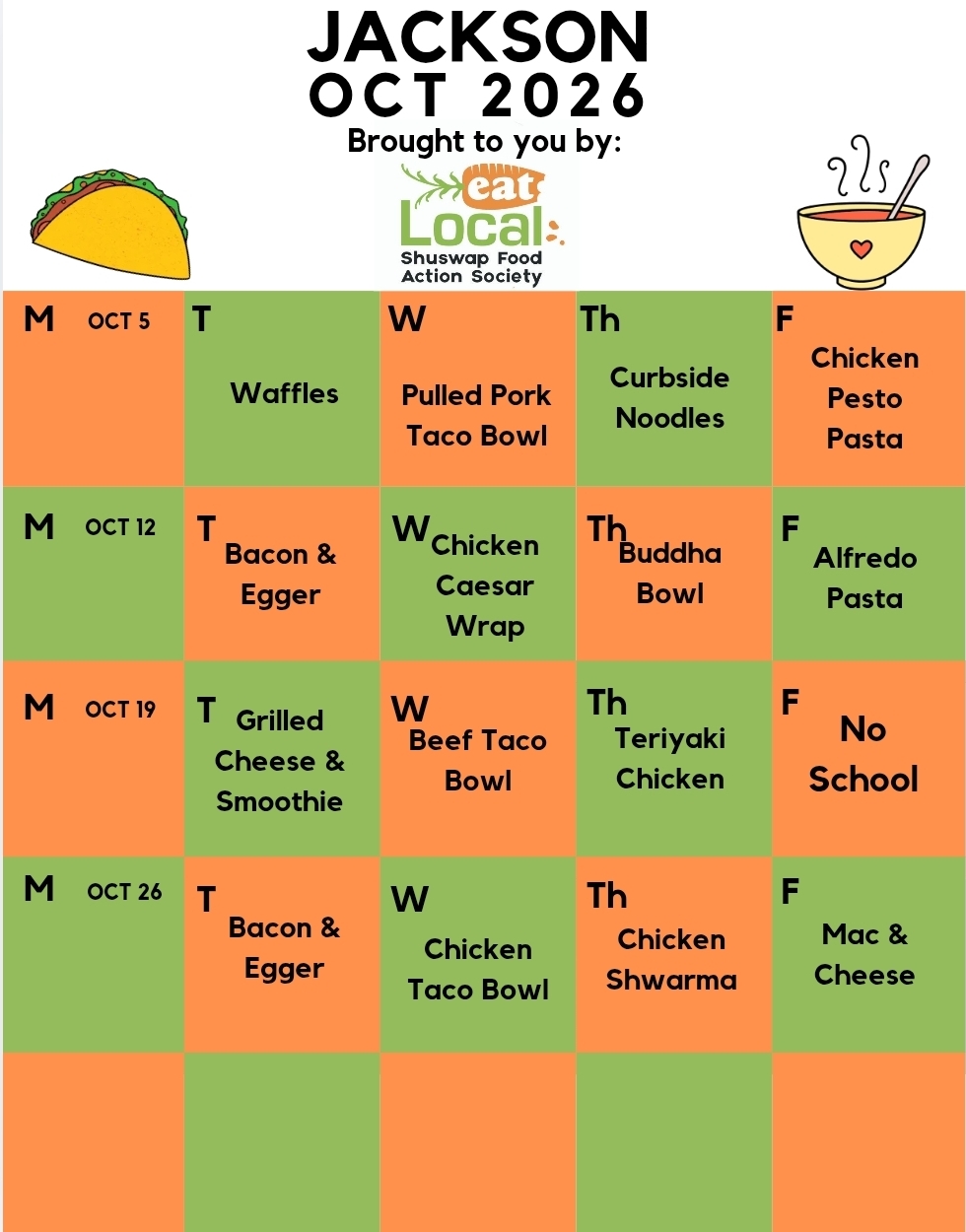 Oct Jackson Menu 2026