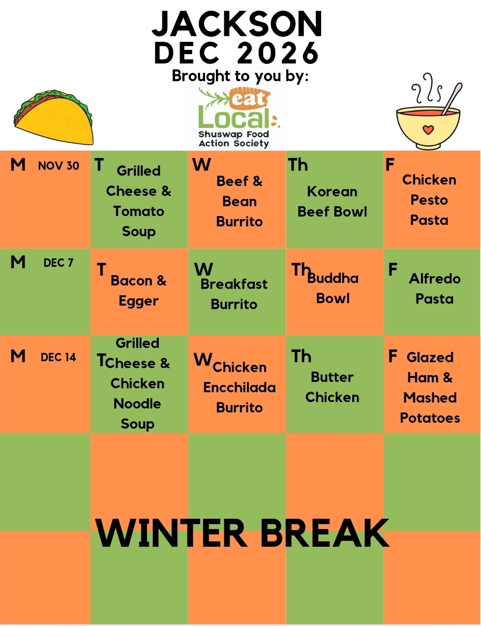 Dec Jackson Menu 2026